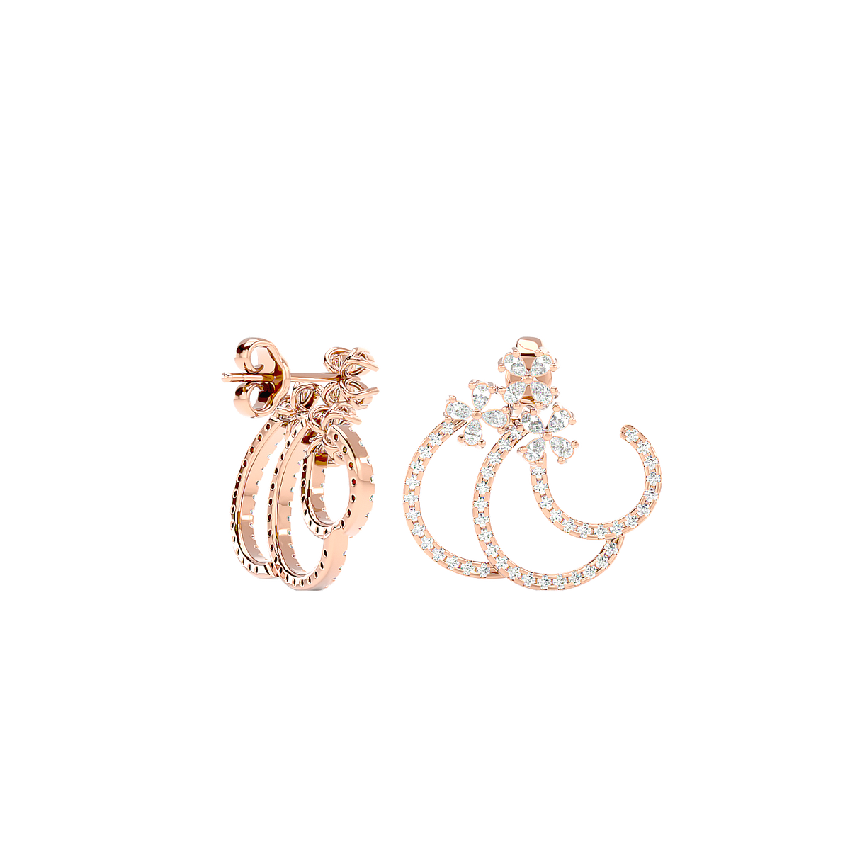 Spiral Diamond Ear Climber Earrings