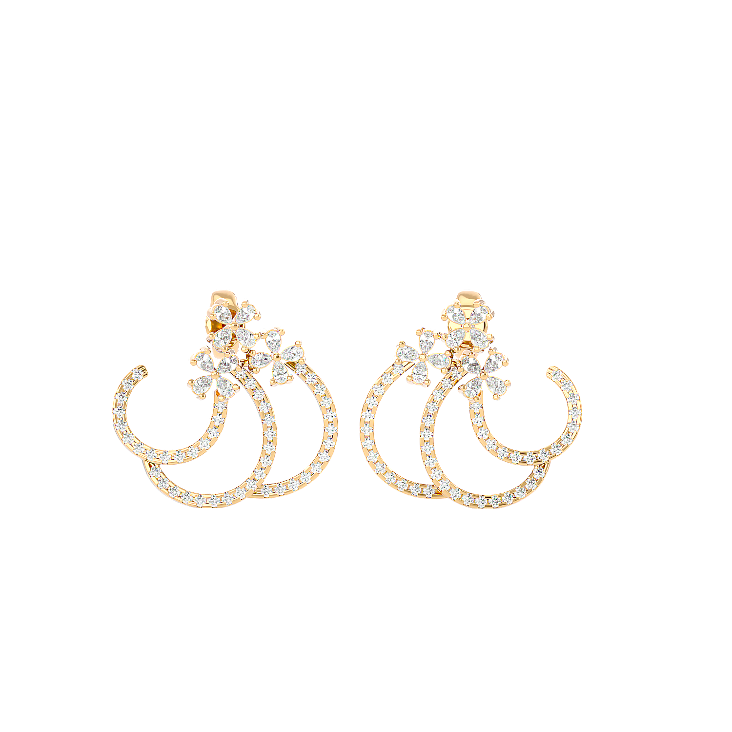 Spiral Diamond Ear Climber Earrings