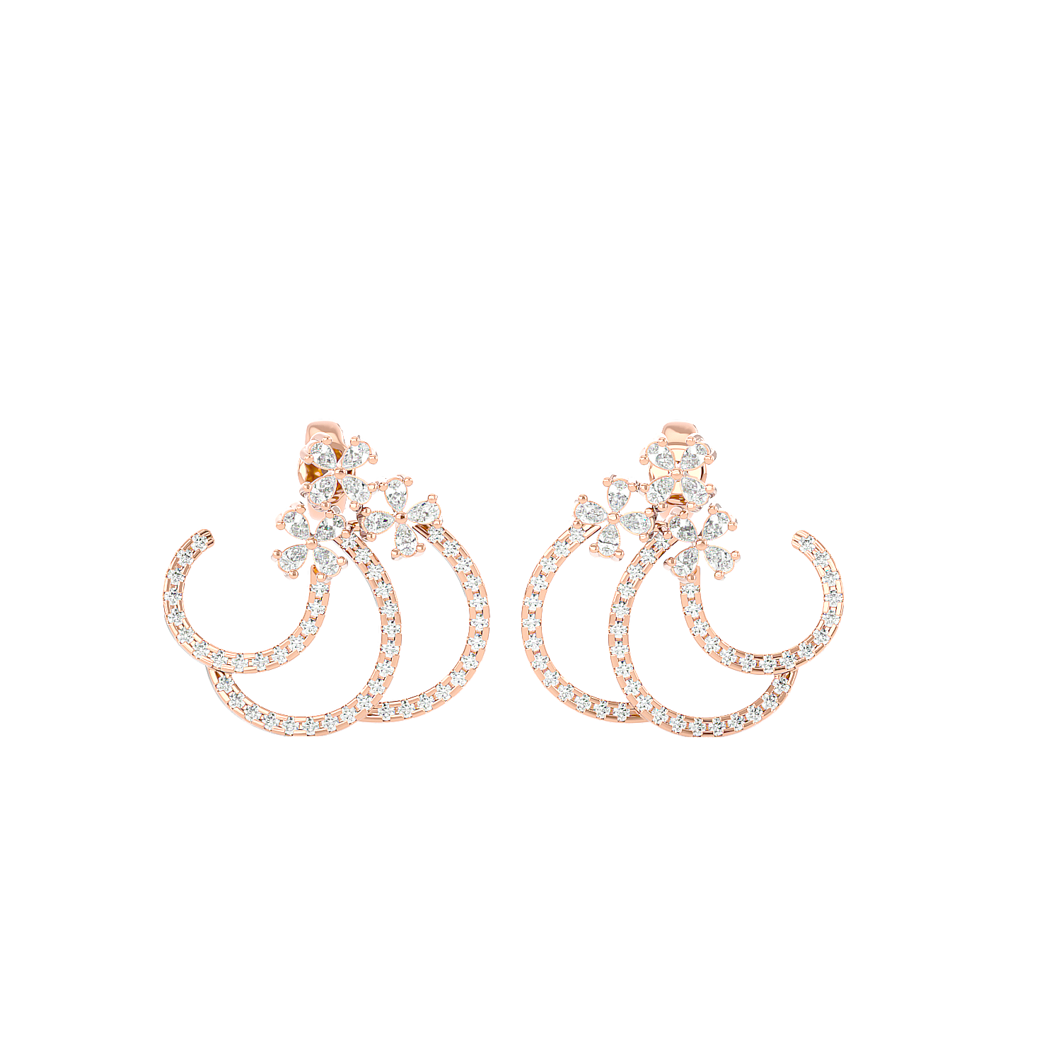 Spiral Diamond Ear Climber Earrings