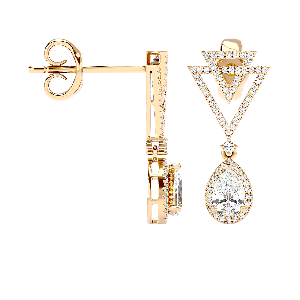 Art Deco Triangle Drop Earrings