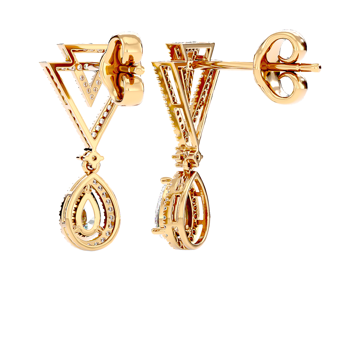 Art Deco Triangle Drop Earrings
