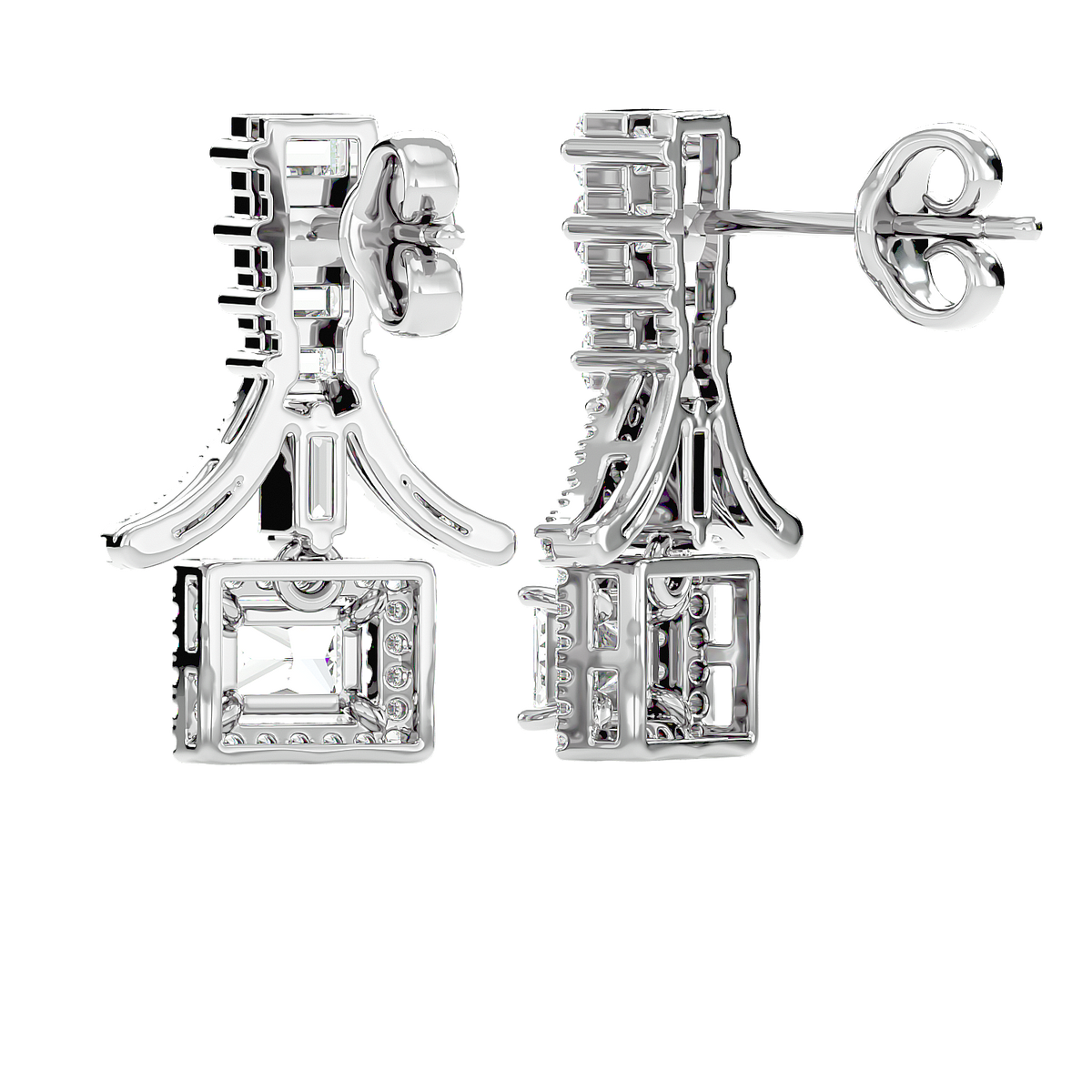 Baguette Fringe Halo Earrings