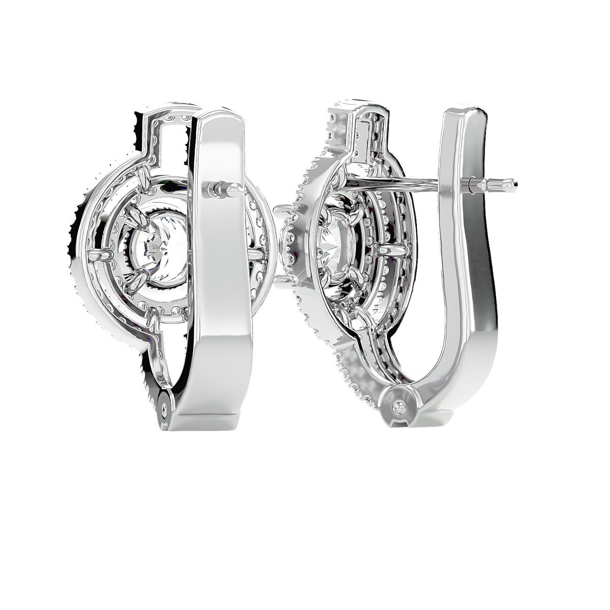 Double Halo Circle Drop Earrings