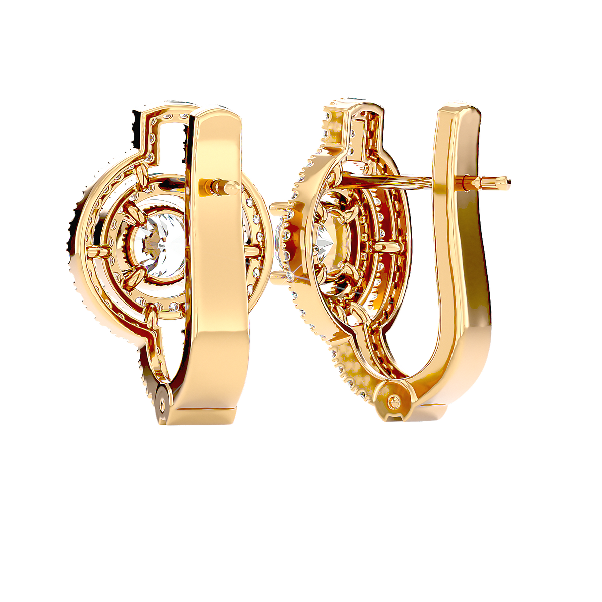 Double Halo Circle Drop Earrings