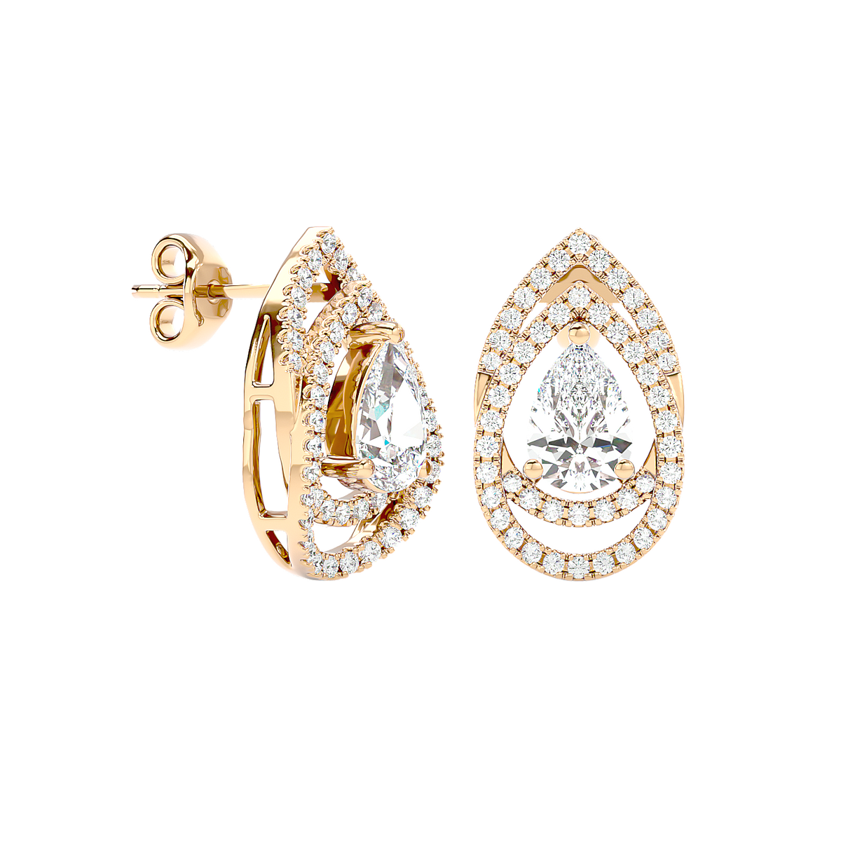 Pear Halo Diamond Earrings