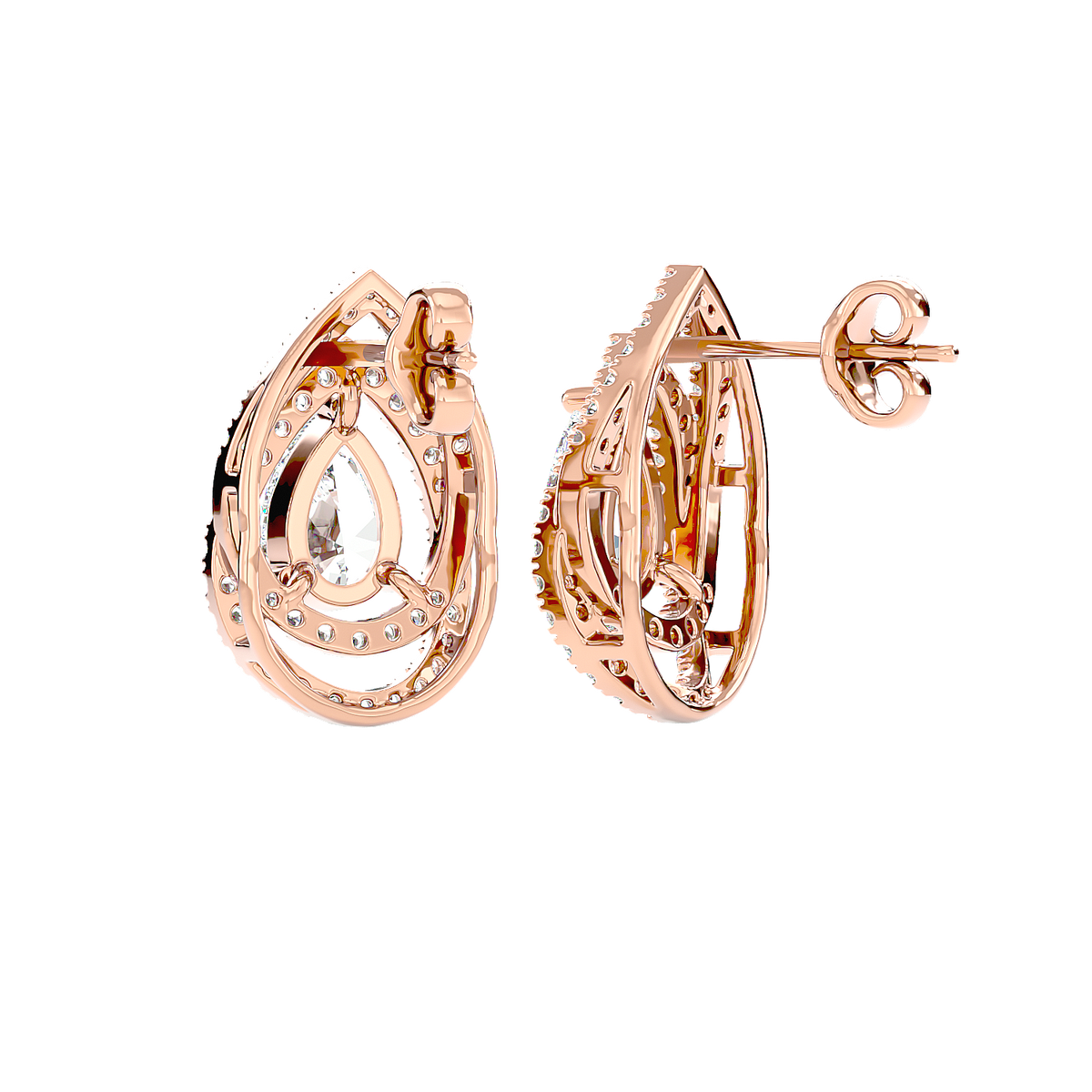 Pear Halo Diamond Earrings