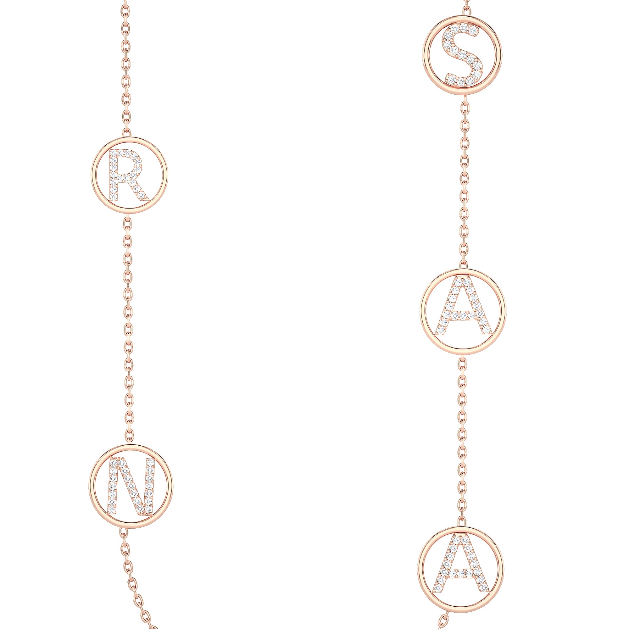 Multi-Initial Circle Charm Bracelet ("R", "N", "S", "A")