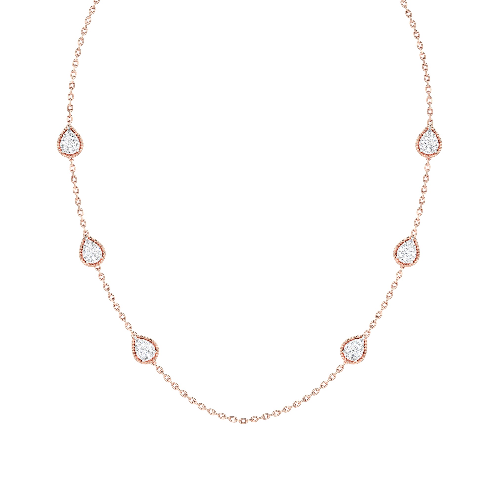 Pear Diamond Station Necklace