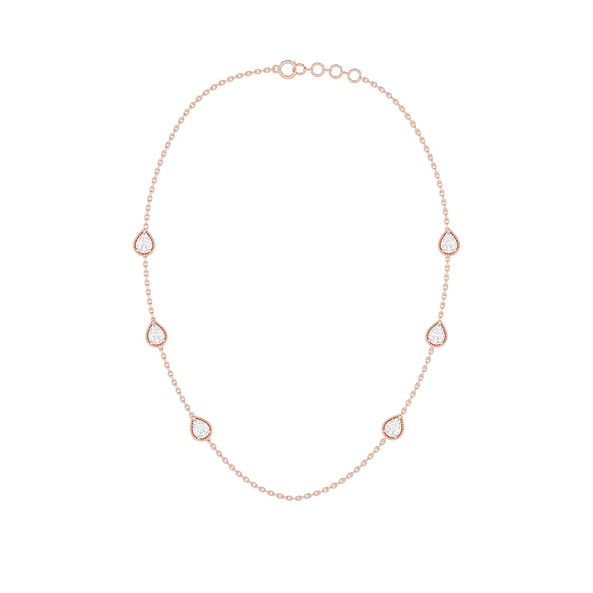 Pear Diamond Station Necklace