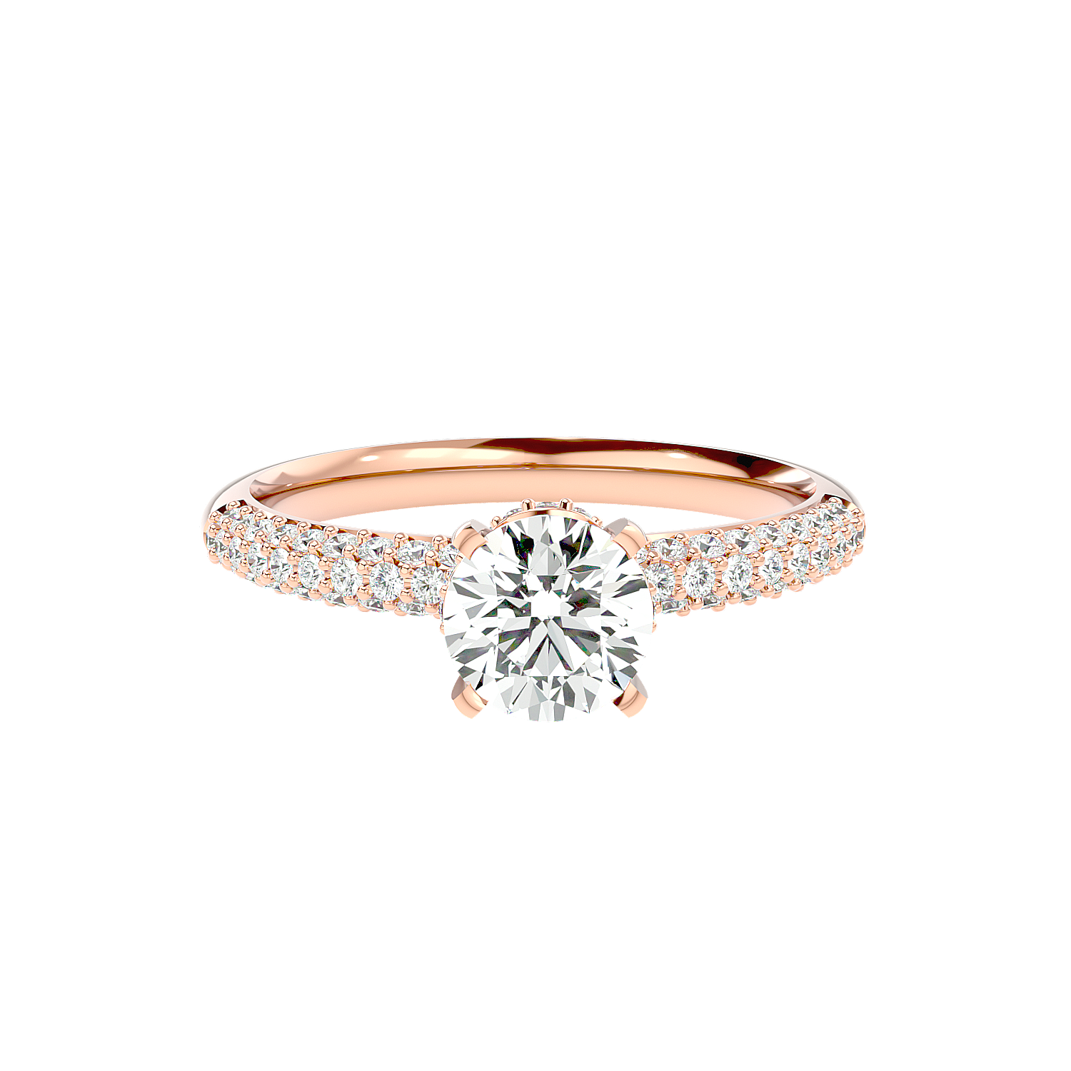 Classic Pavé Solitaire Diamond Ring
