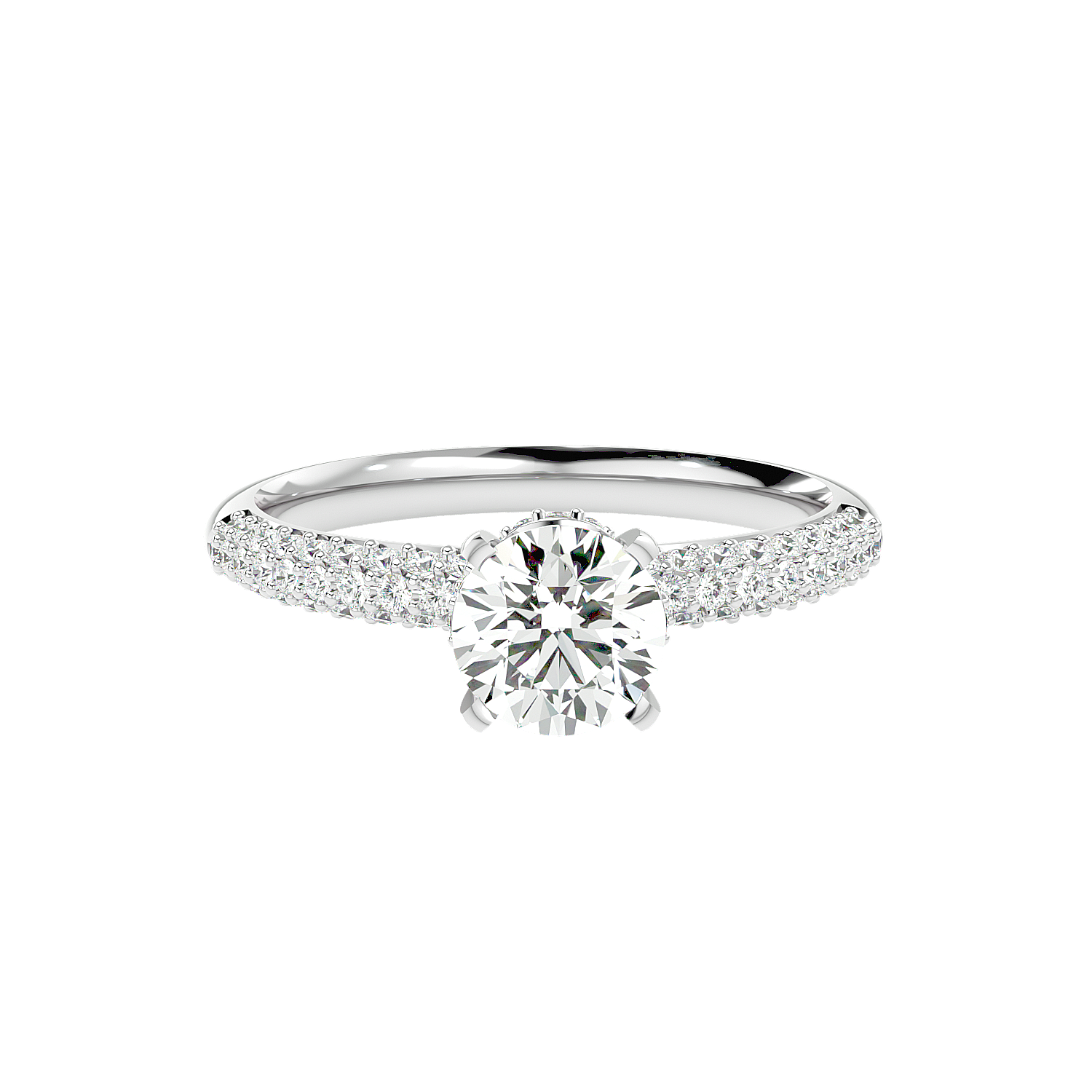 Classic Pavé Solitaire Diamond Ring