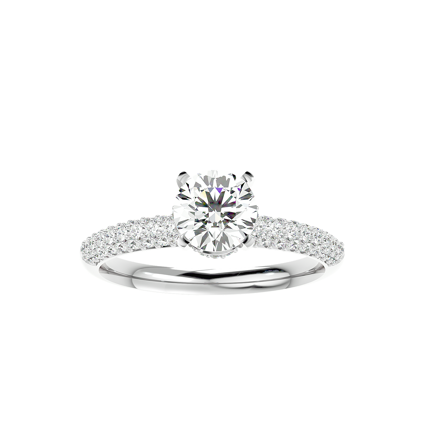 Classic Pavé Solitaire Diamond Ring