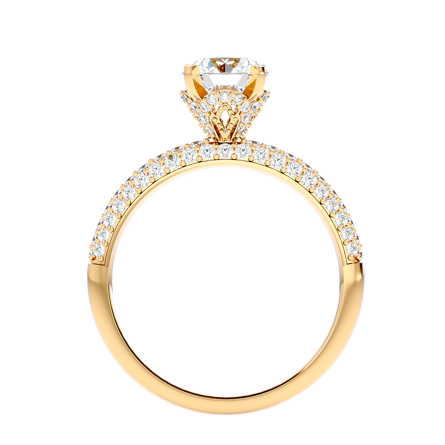 Classic Pavé Solitaire Diamond Ring