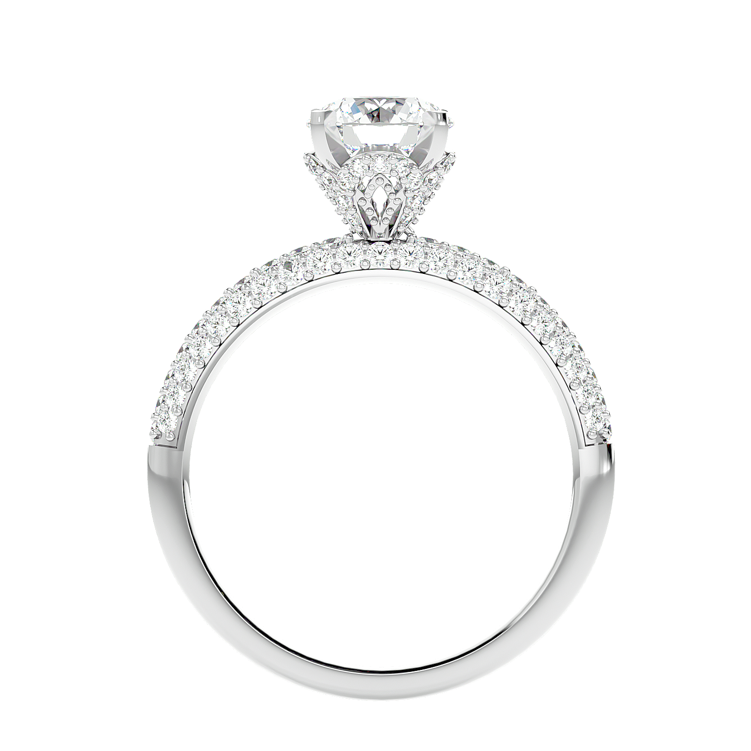 Classic Pavé Solitaire Diamond Ring