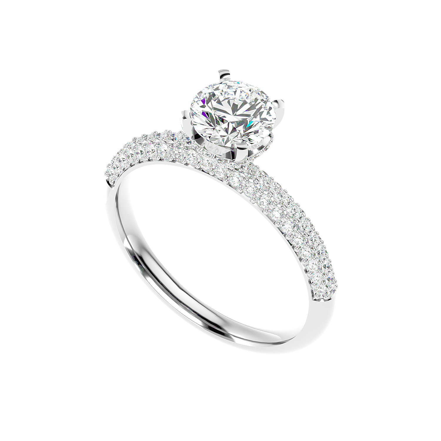 Classic Pavé Solitaire Diamond Ring
