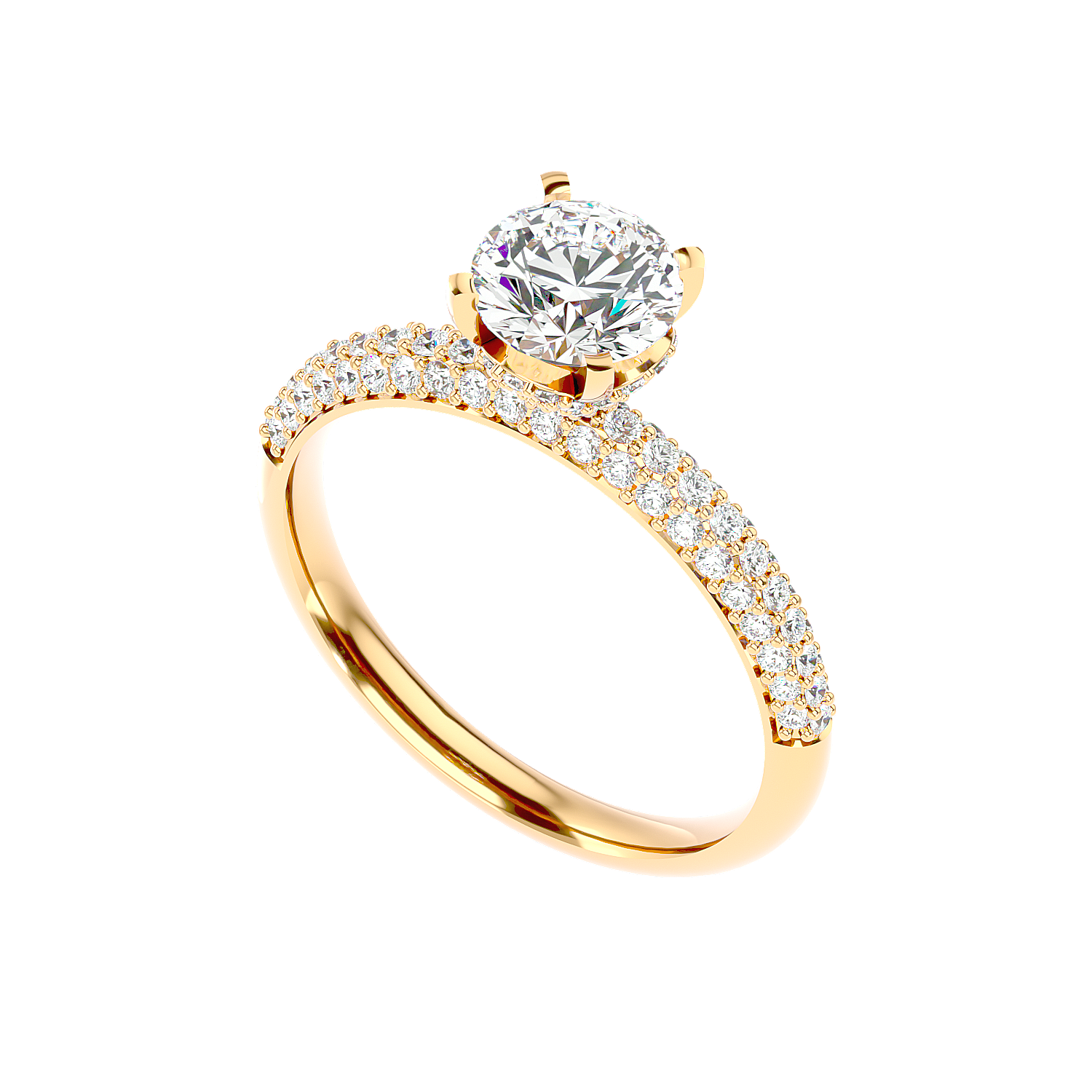 Classic Pavé Solitaire Diamond Ring