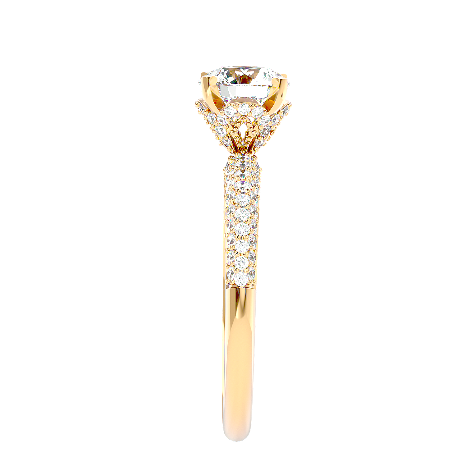 Classic Pavé Solitaire Diamond Ring