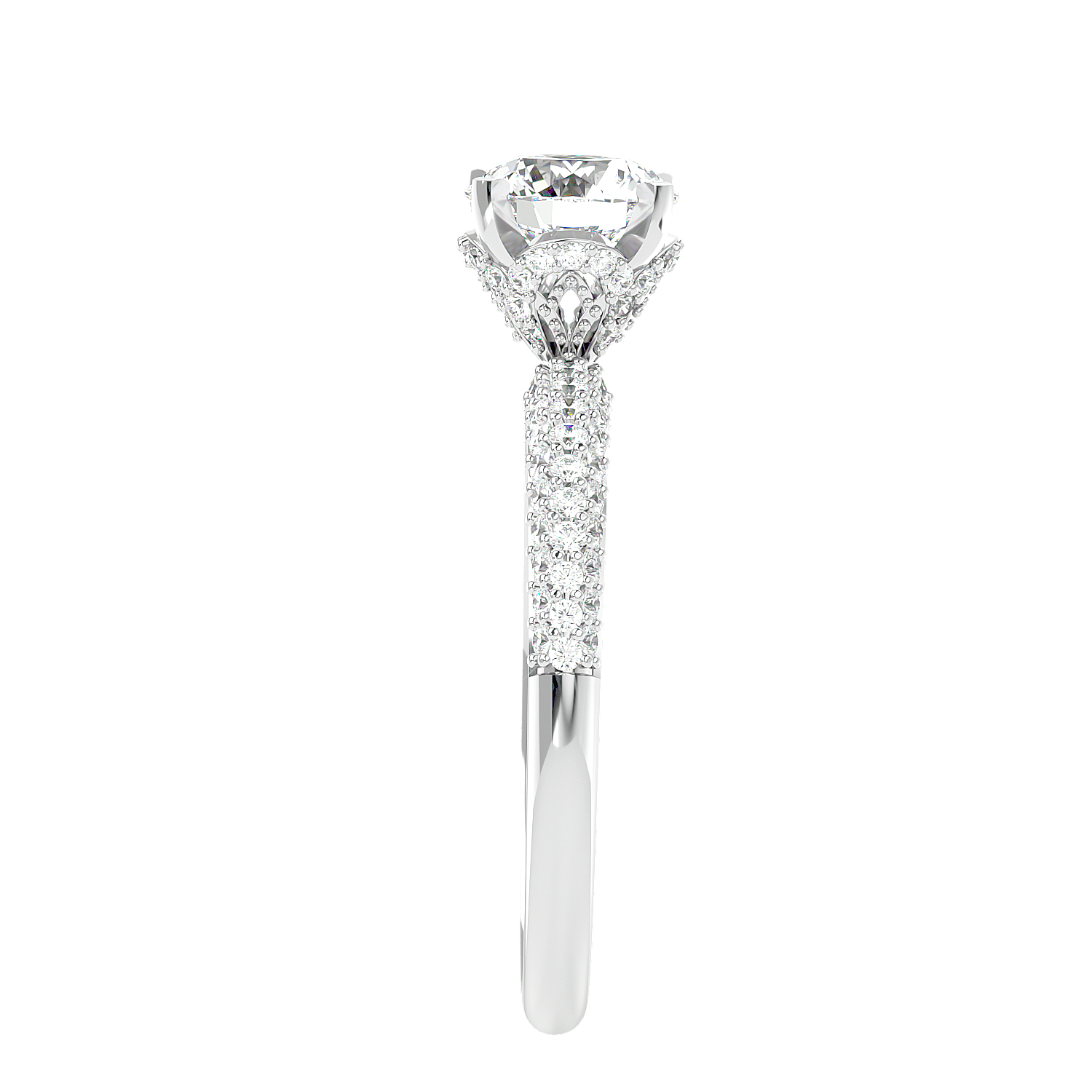Classic Pavé Solitaire Diamond Ring