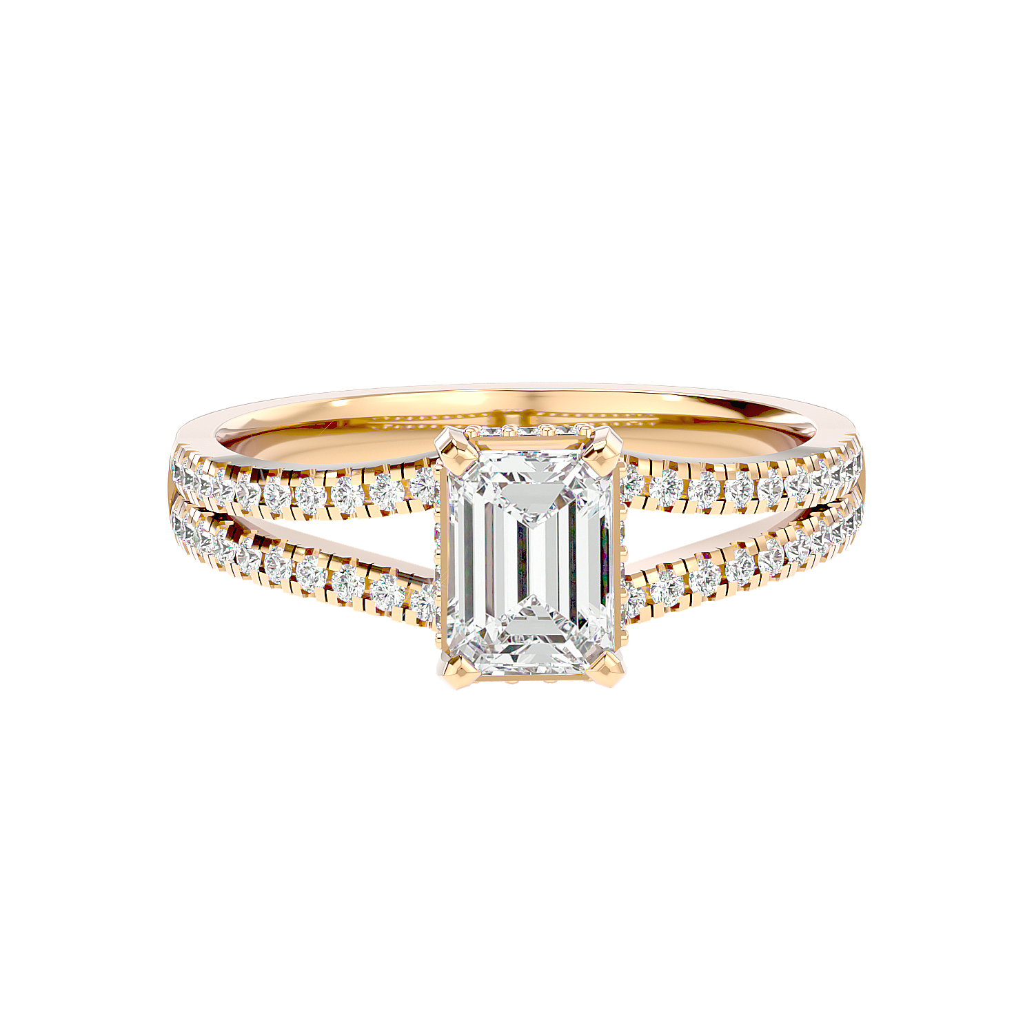 Pavé Band Solitaire Diamond Ring