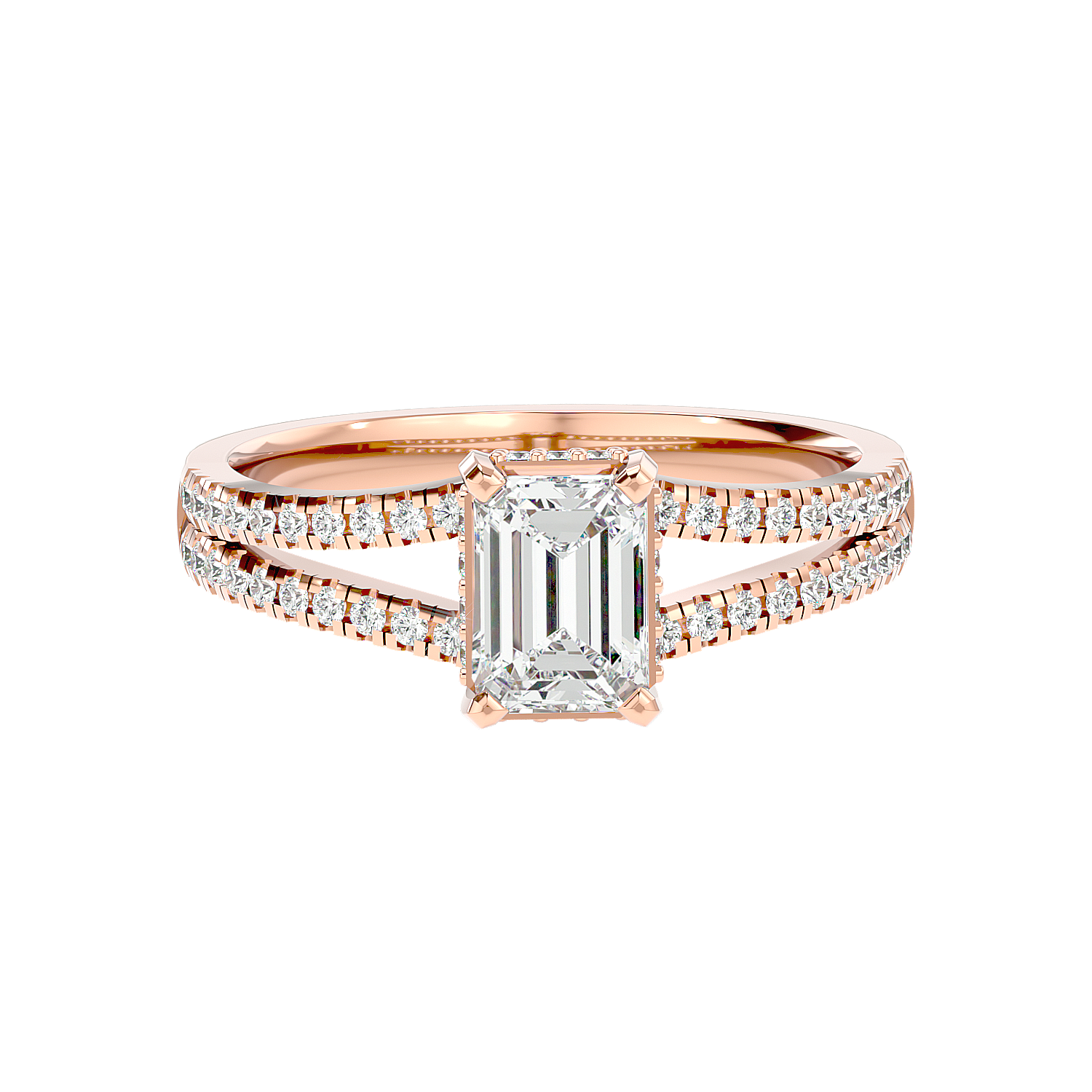 Pavé Band Solitaire Diamond Ring