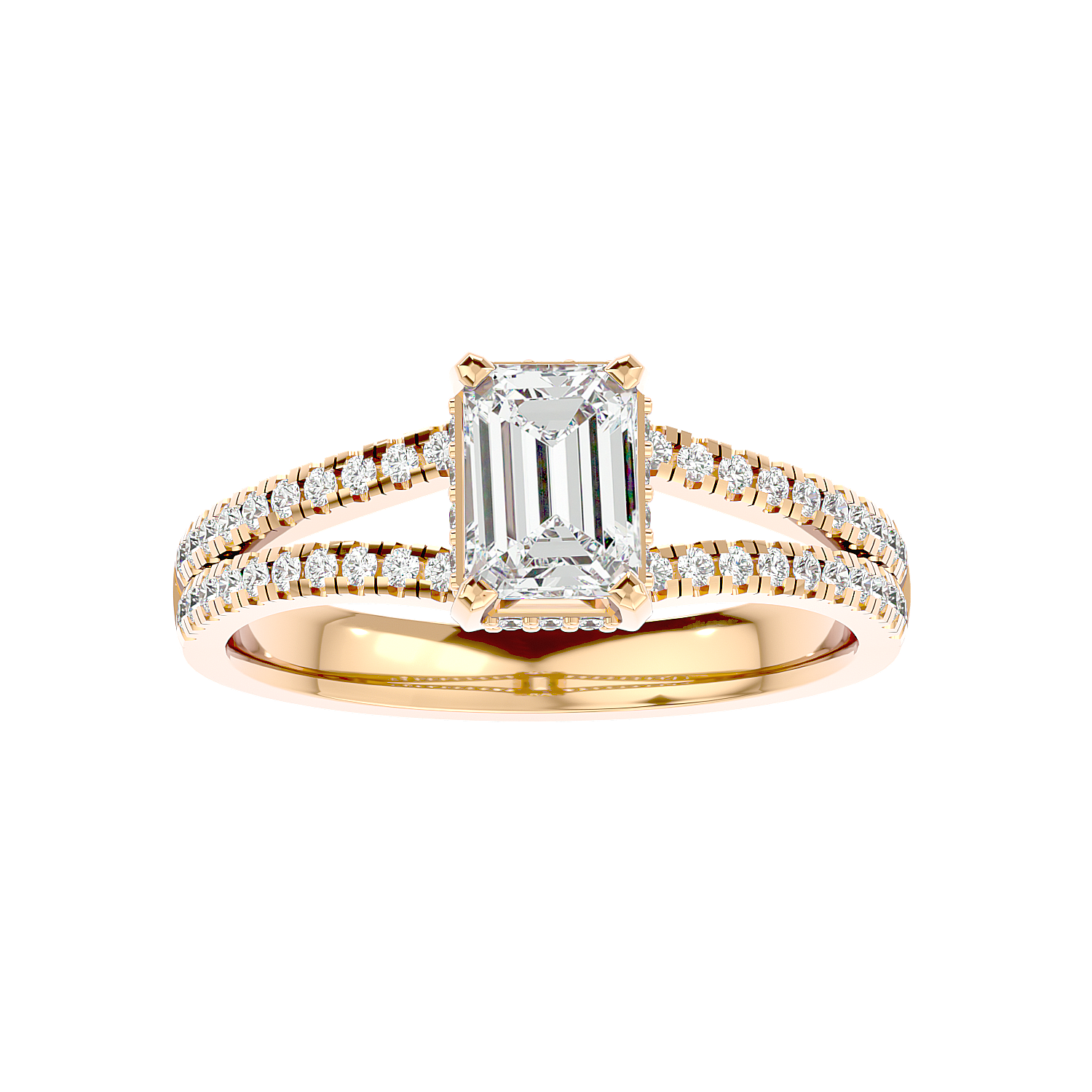Pavé Band Solitaire Diamond Ring