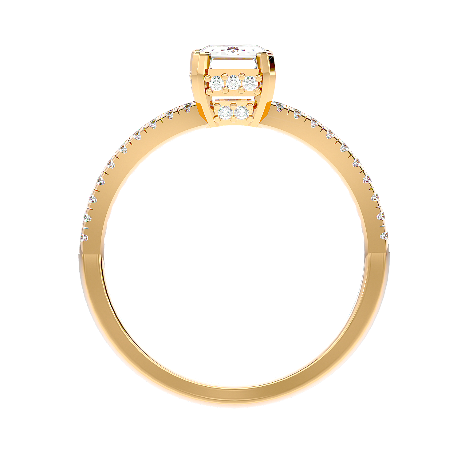 Pavé Band Solitaire Diamond Ring