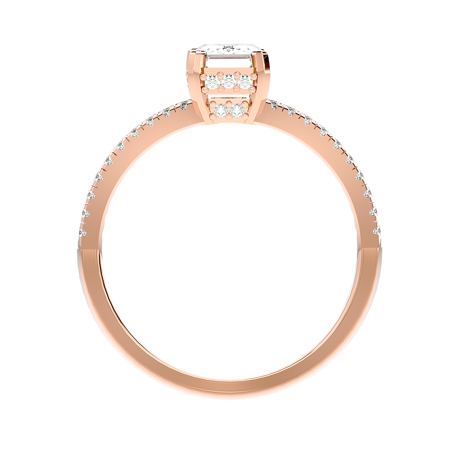 Pavé Band Solitaire Diamond Ring