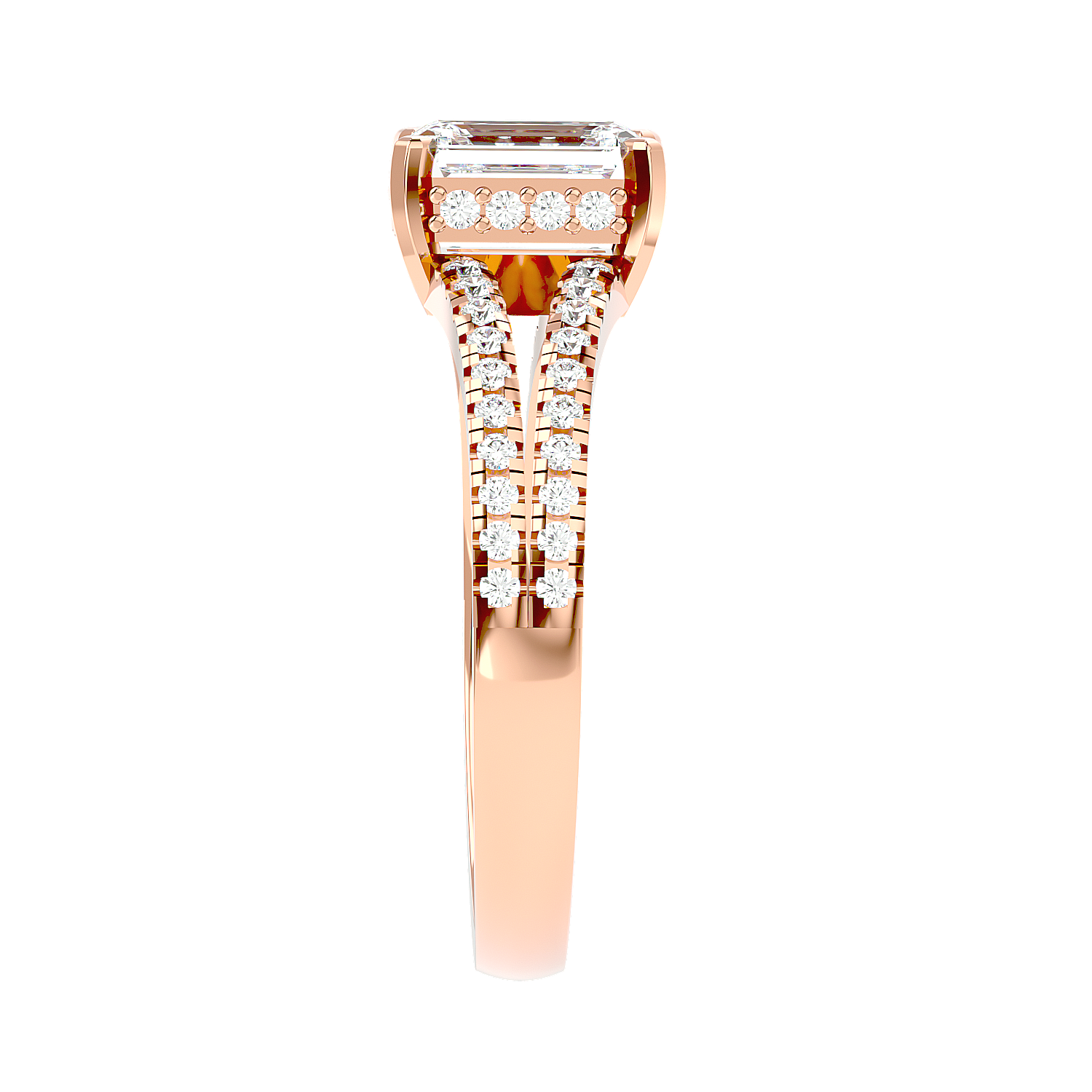 Pavé Band Solitaire Diamond Ring