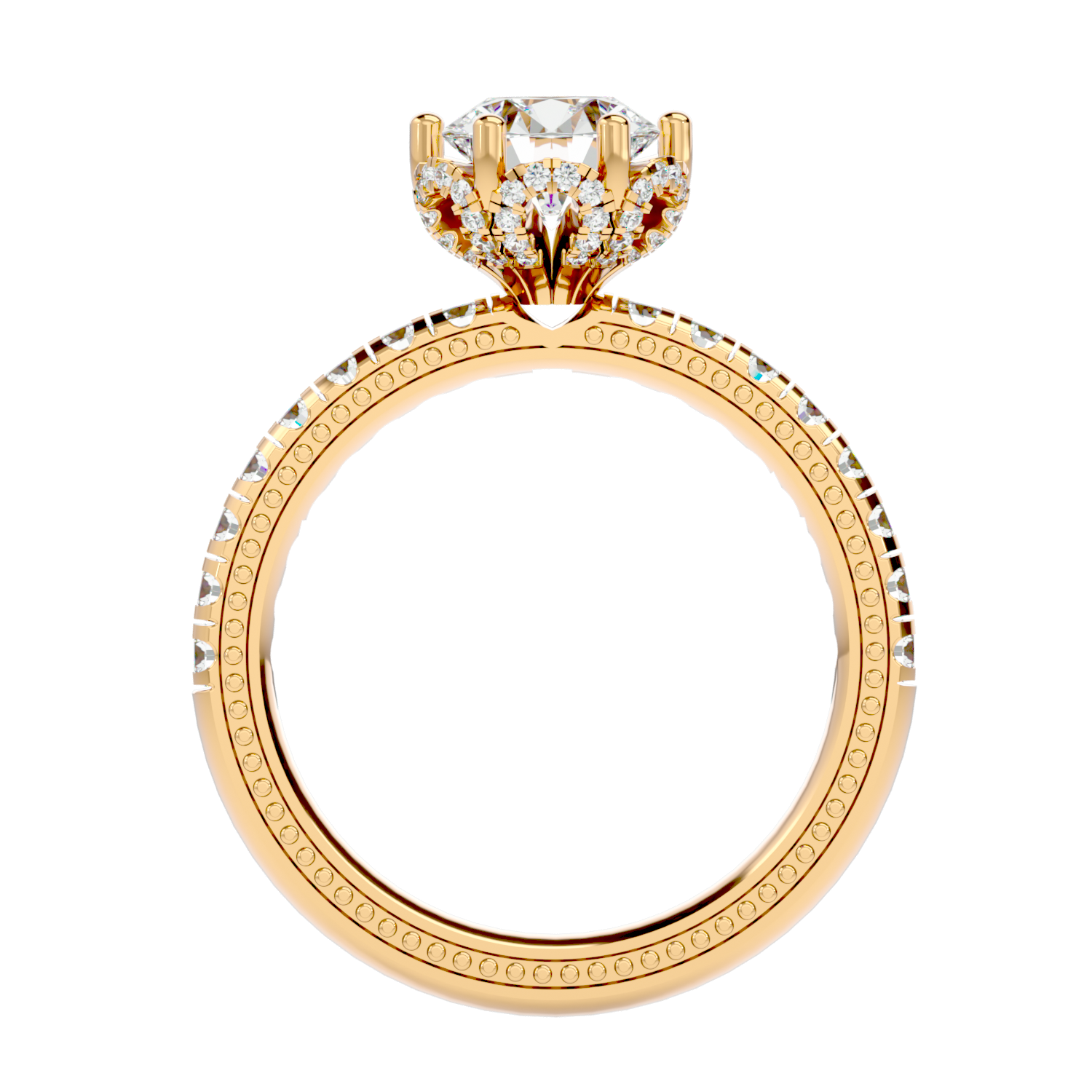 Milgrain Pavé Solitaire Diamond Ring
