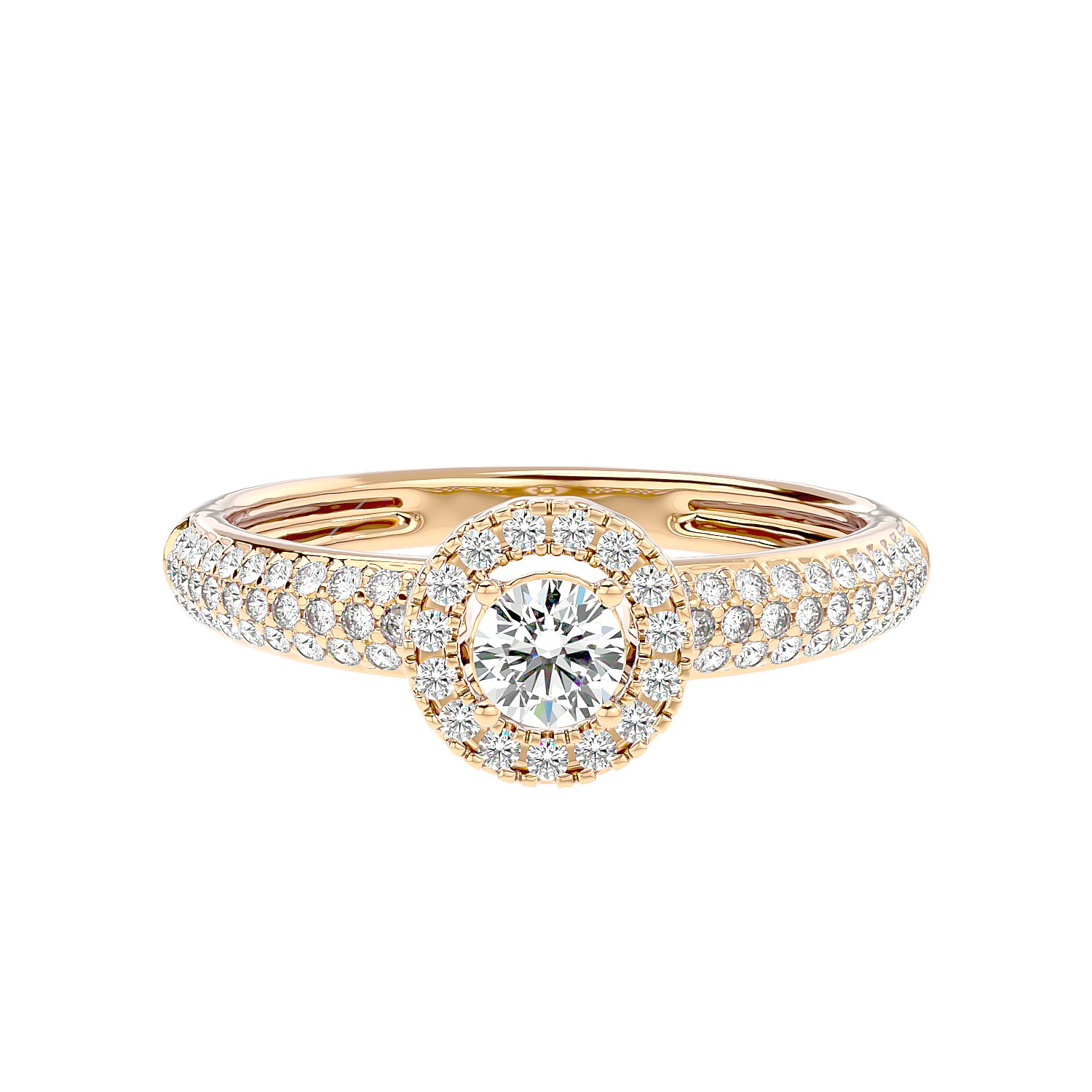 Triple Row Halo Diamond Ring