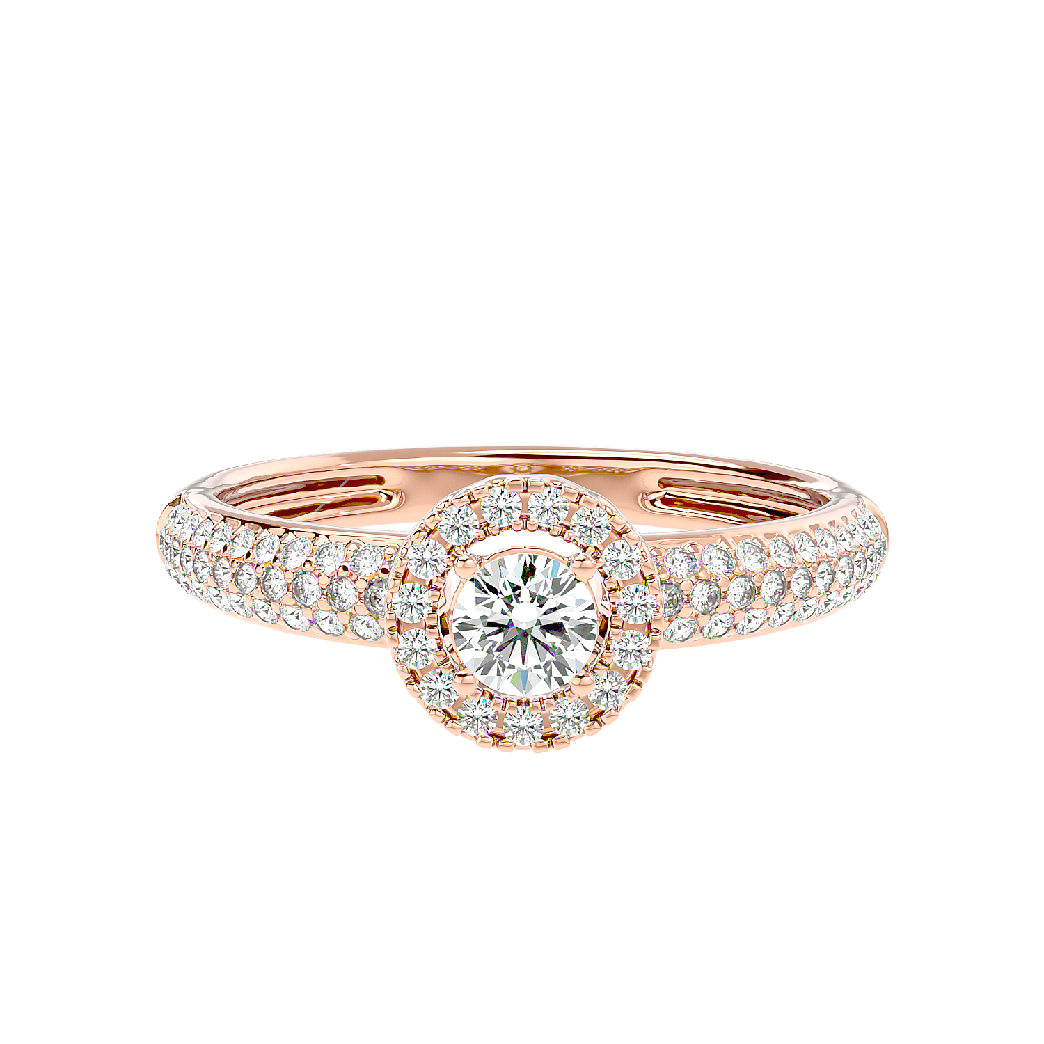 Triple Row Halo Diamond Ring
