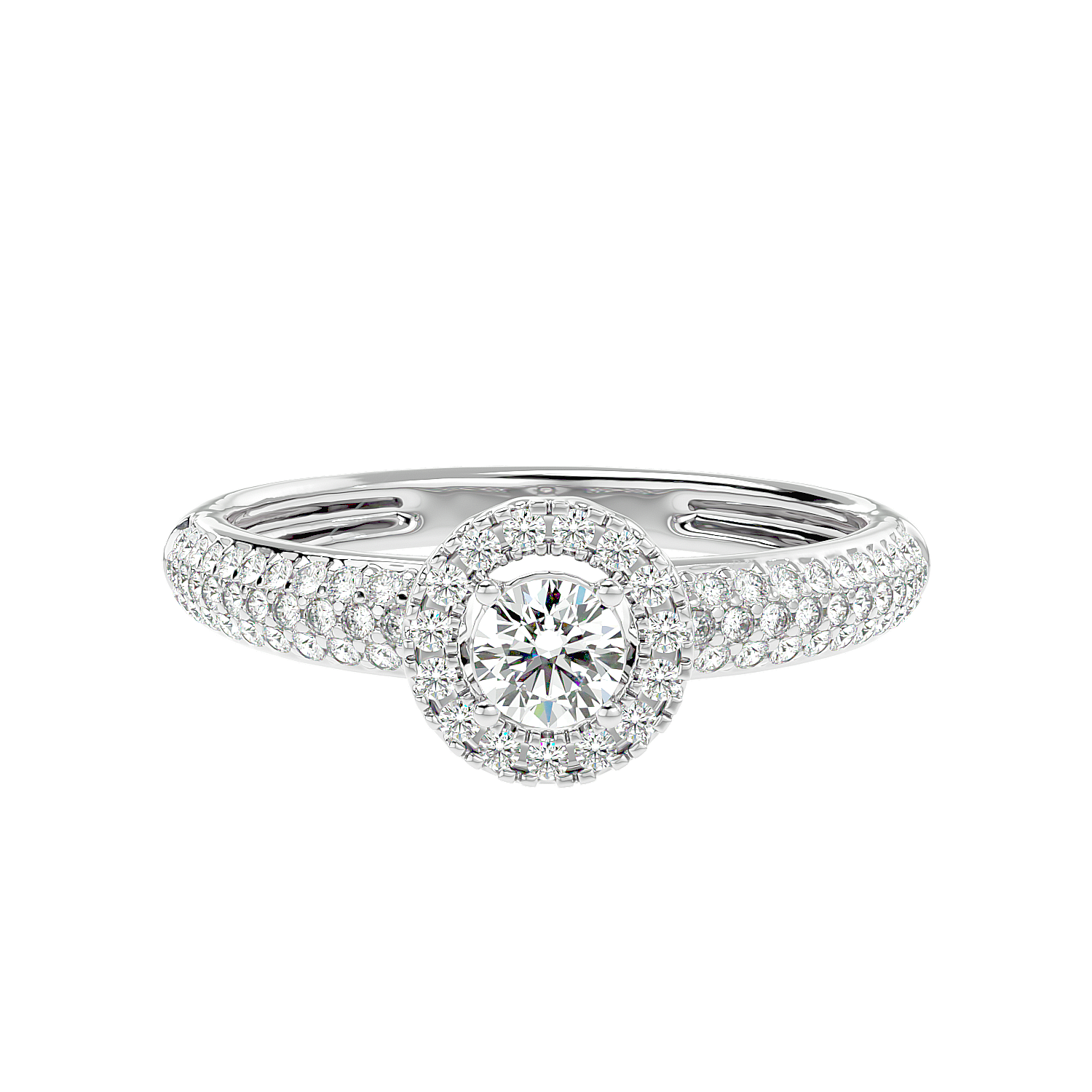 Triple Row Halo Diamond Ring