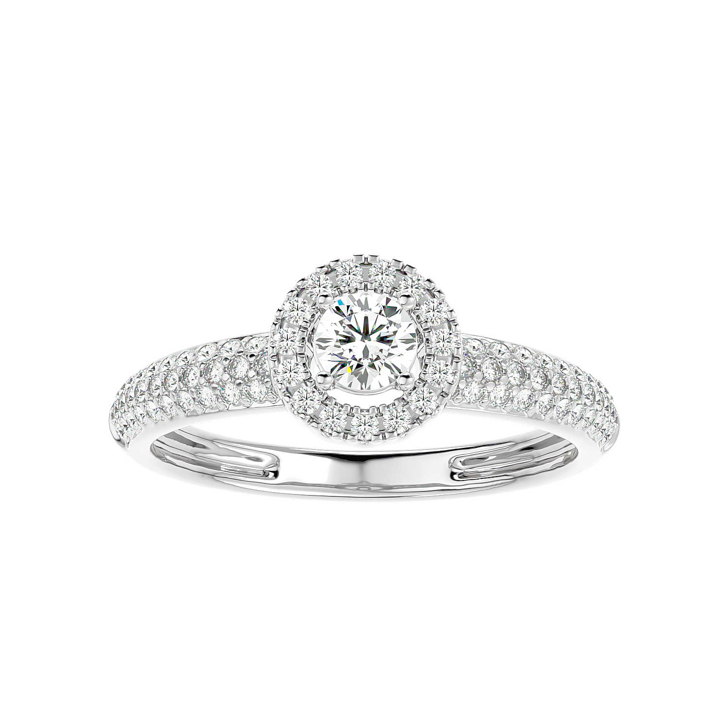 Triple Row Halo Diamond Ring