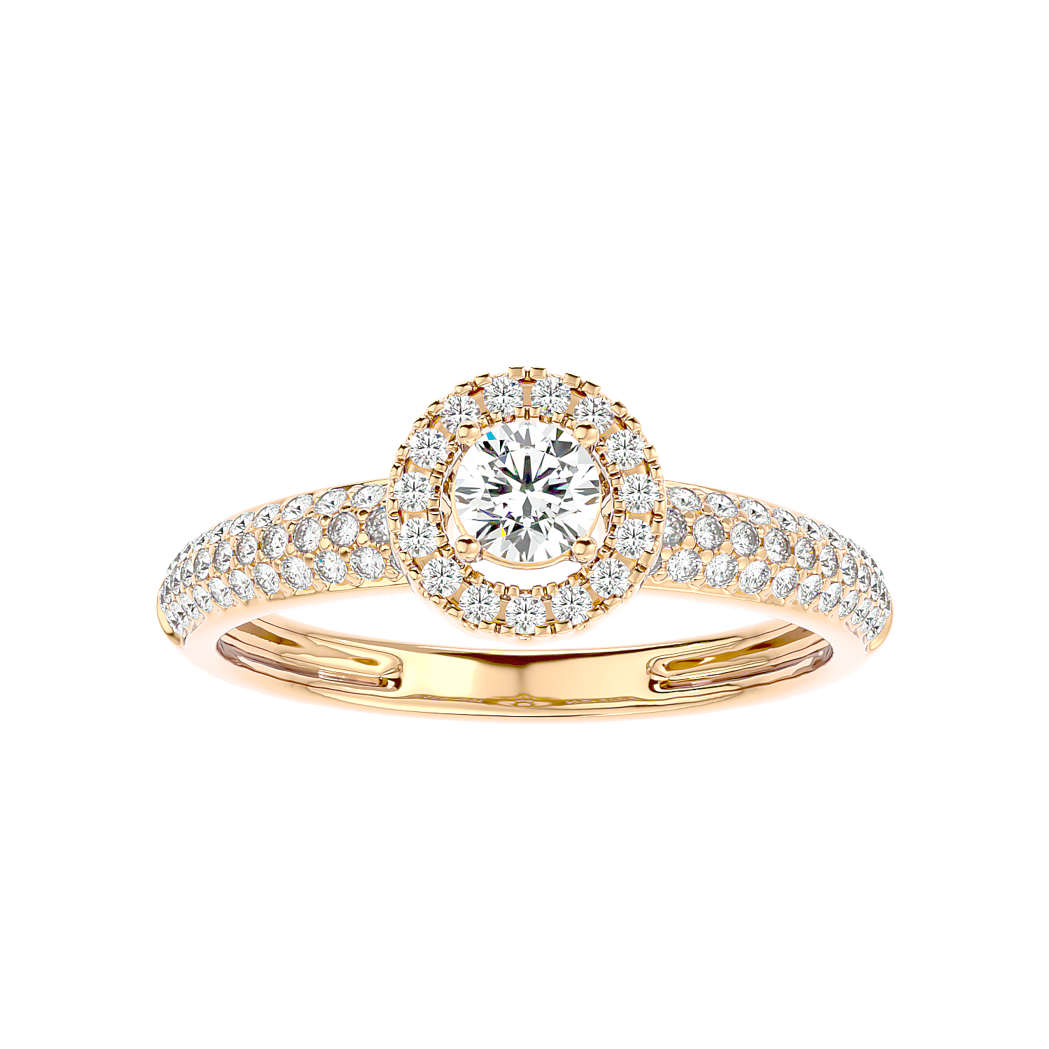 Triple Row Halo Diamond Ring