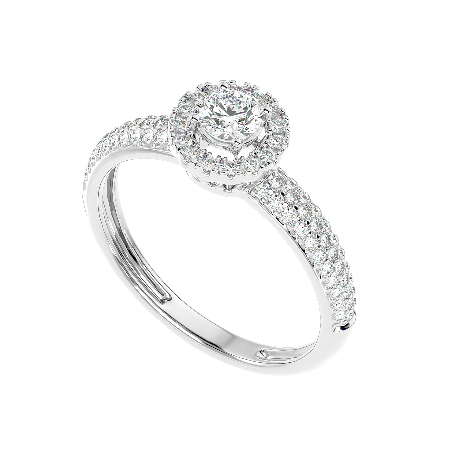 Triple Row Halo Diamond Ring