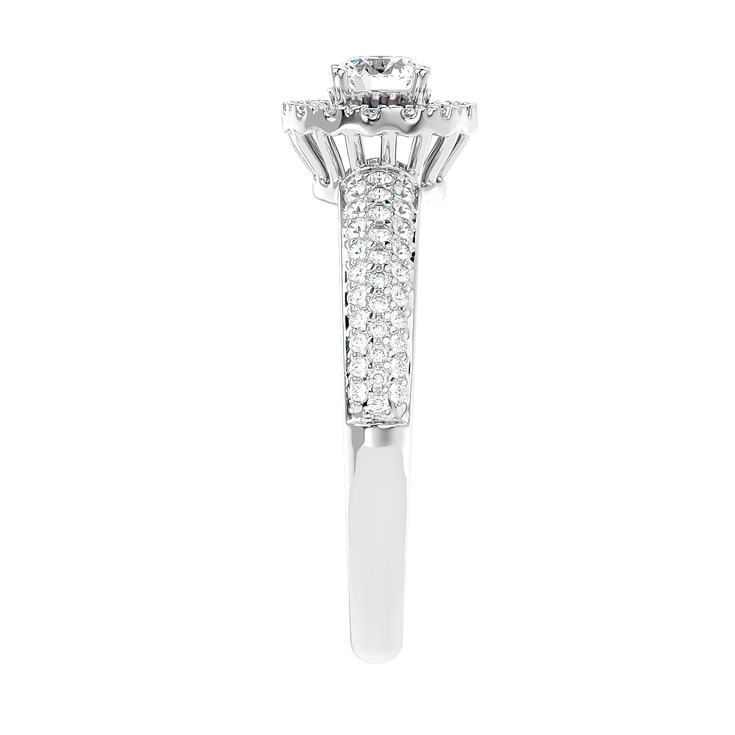 Triple Row Halo Diamond Ring