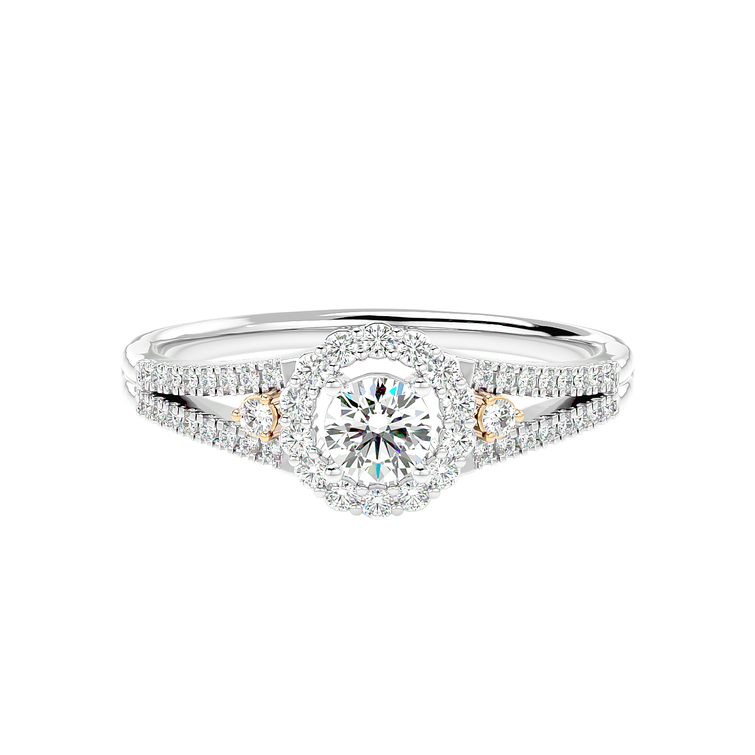 Two-Tone Halo Diamond Ring