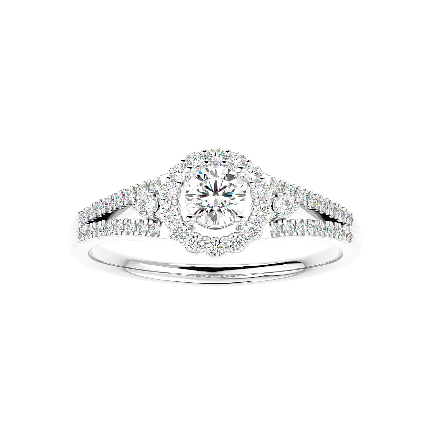 Two-Tone Halo Diamond Ring