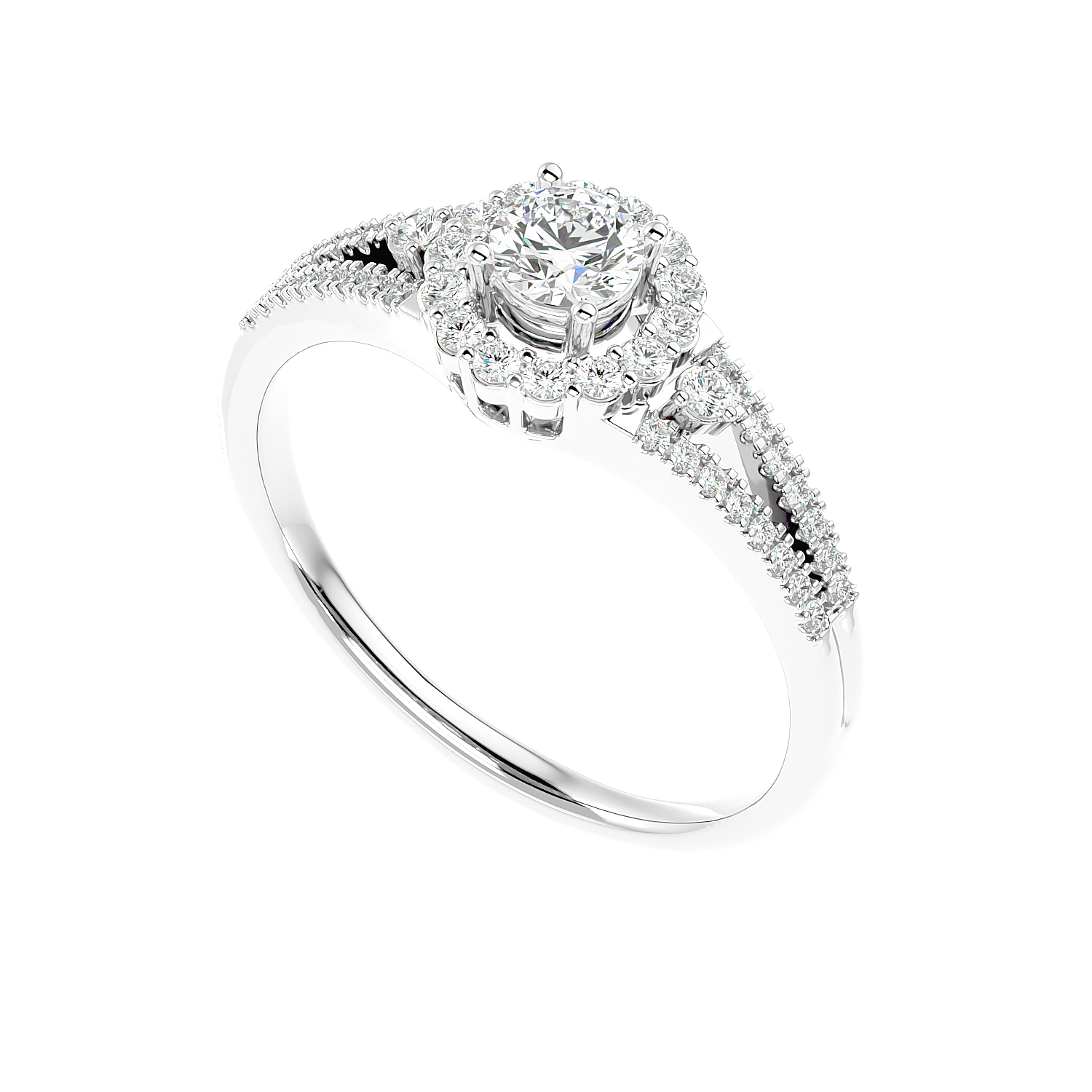 Two-Tone Halo Diamond Ring