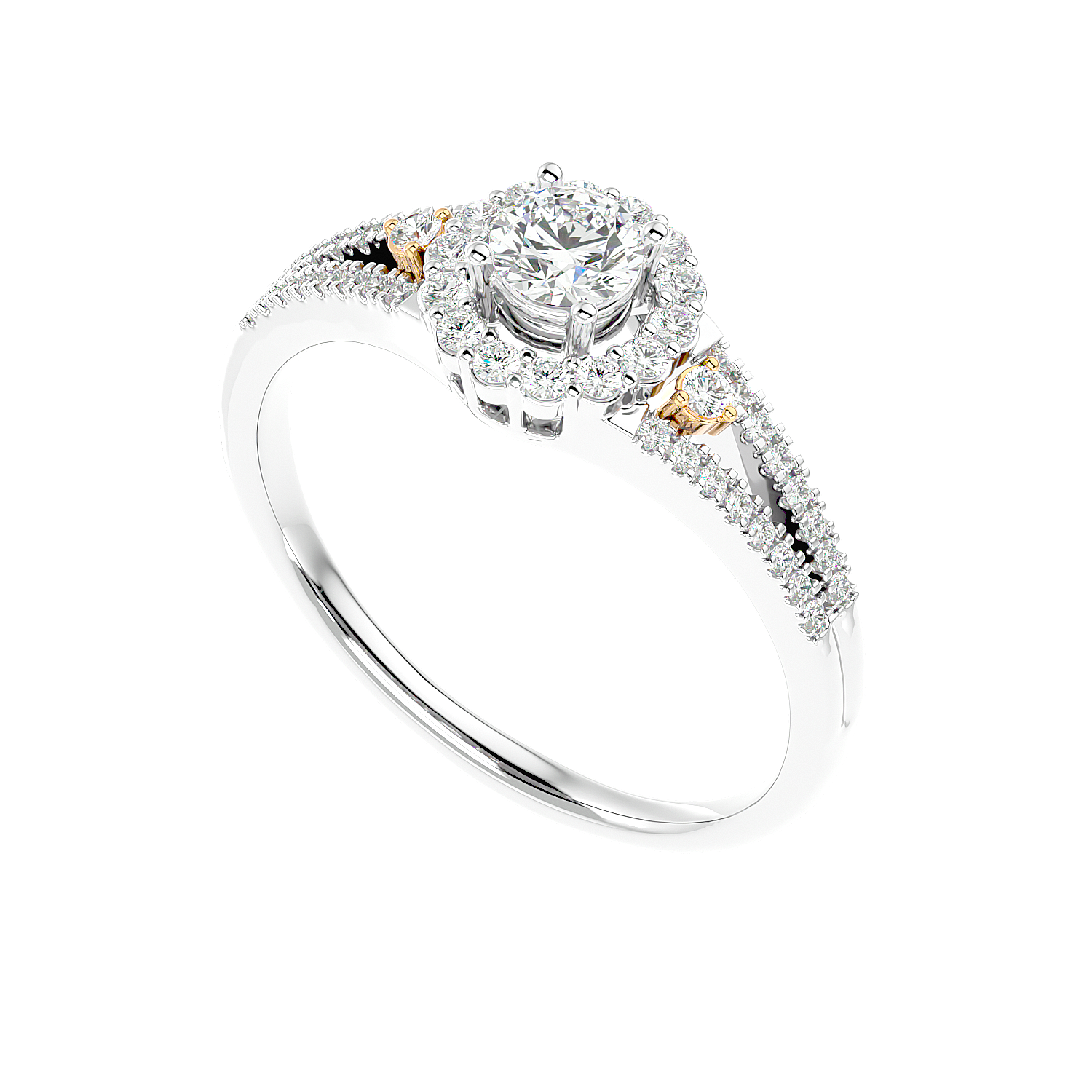 Two-Tone Halo Diamond Ring