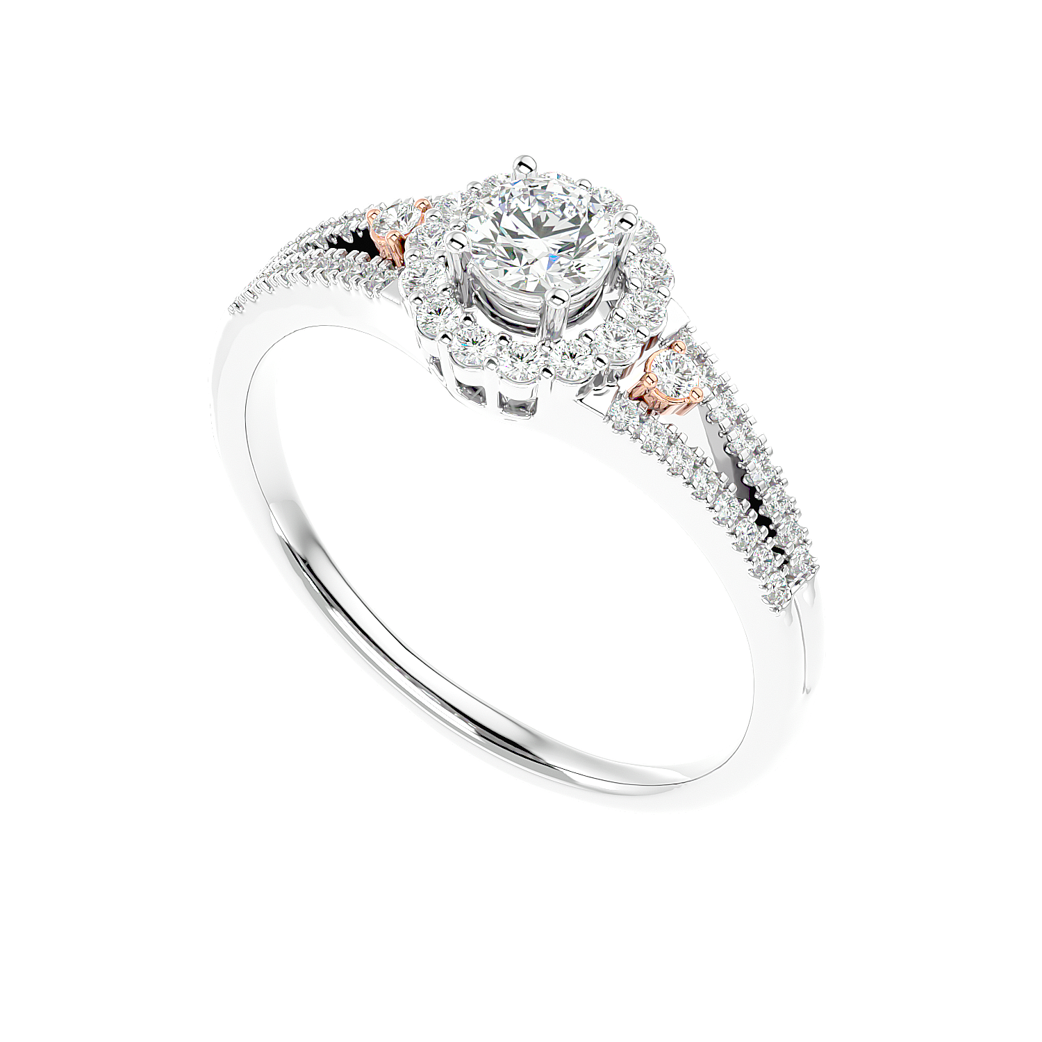 Two-Tone Halo Diamond Ring