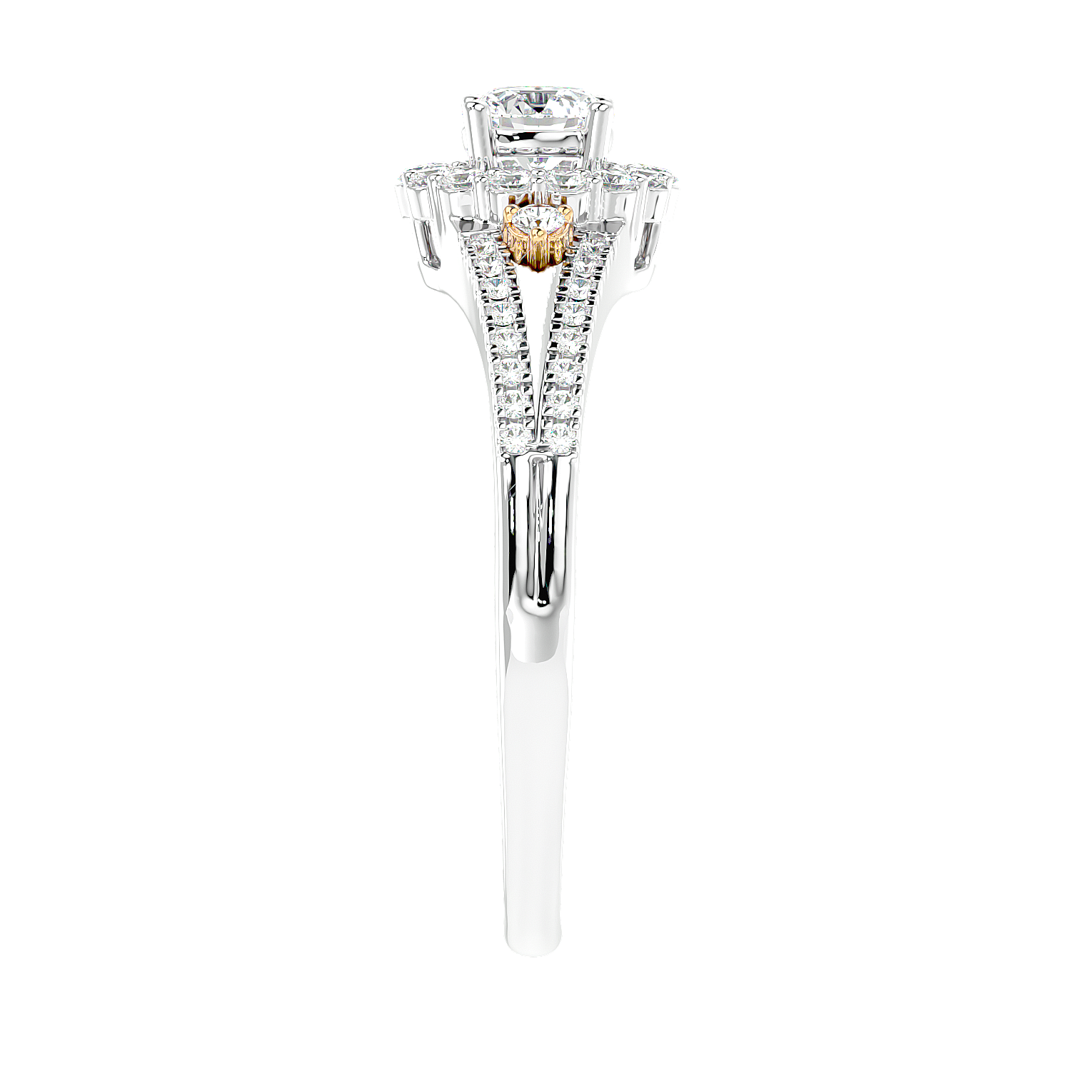 Two-Tone Halo Diamond Ring