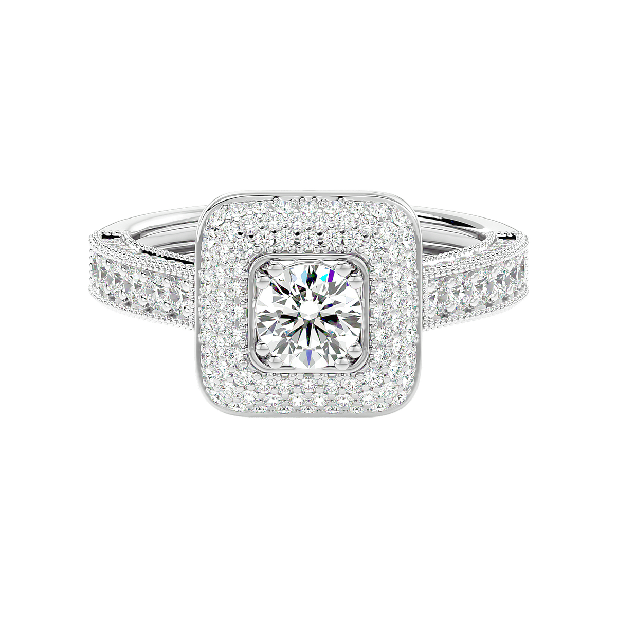 Cushion Halo Two-Tone Diamond Ring