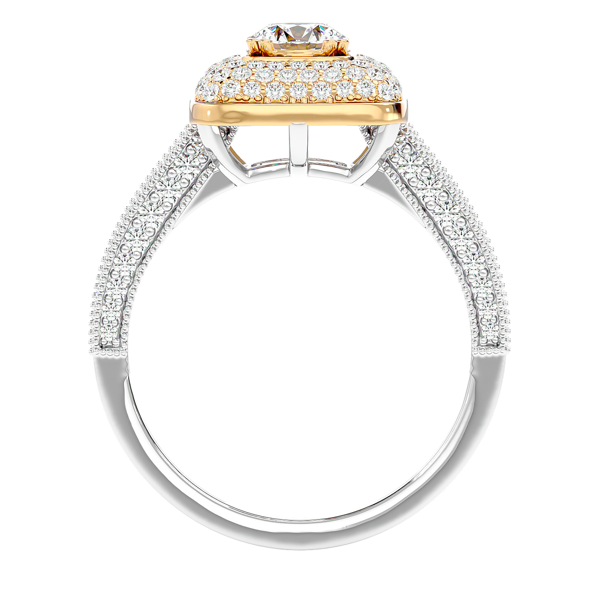 Cushion Halo Two-Tone Diamond Ring