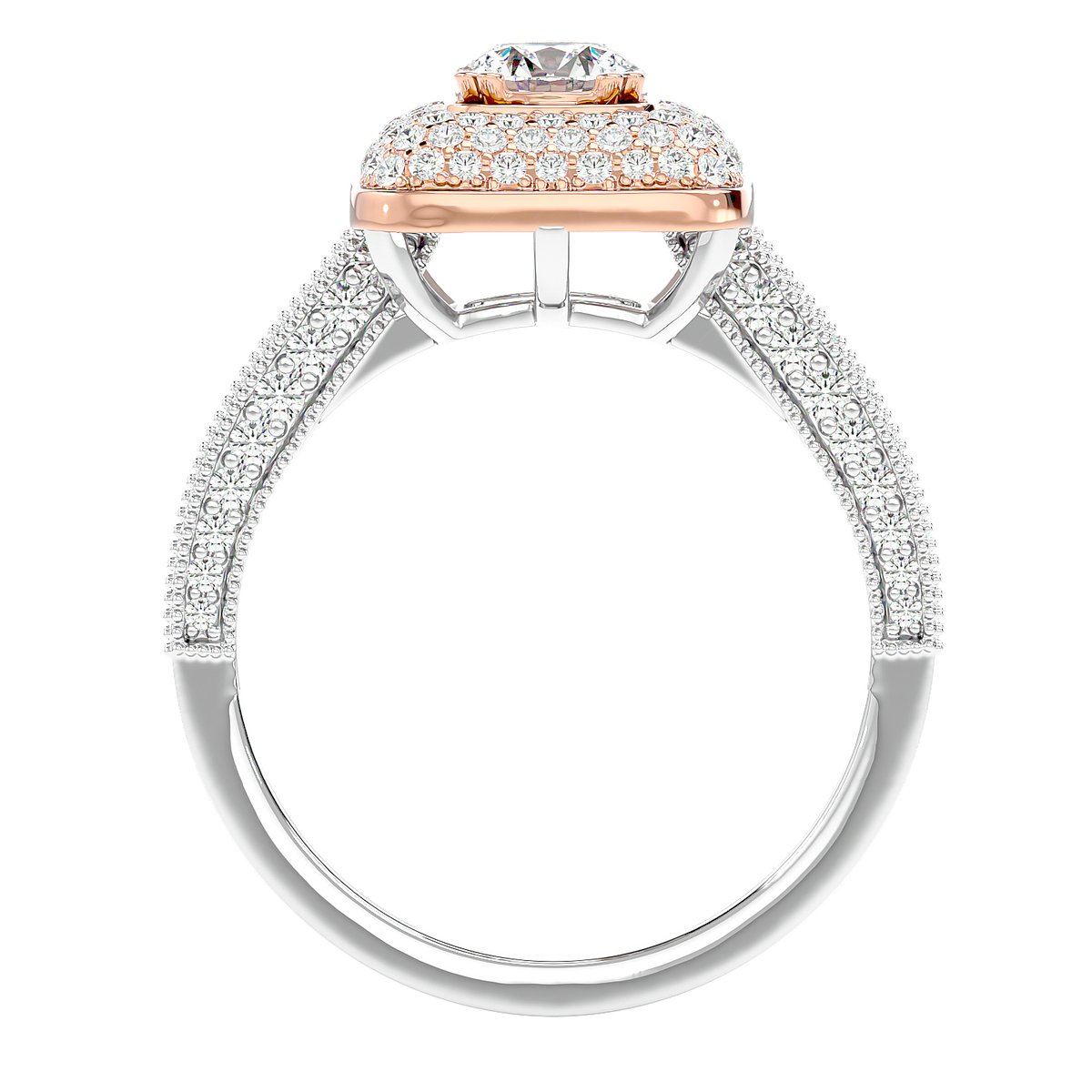 Cushion Halo Two-Tone Diamond Ring