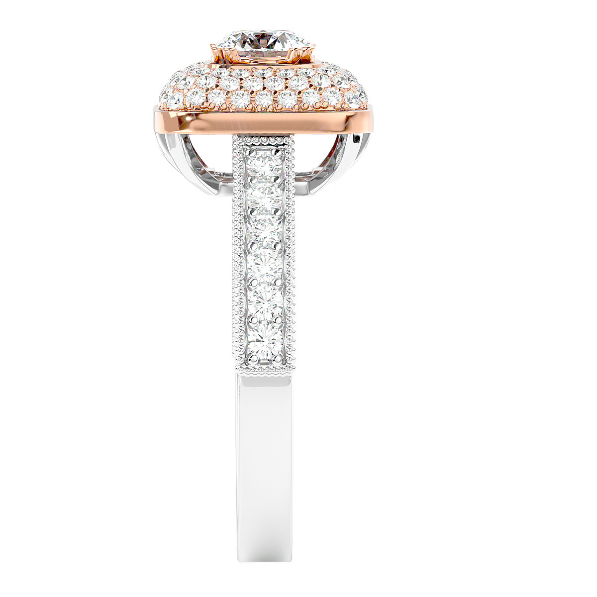 Cushion Halo Two-Tone Diamond Ring