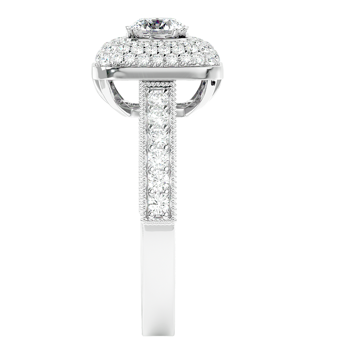 Cushion Halo Two-Tone Diamond Ring
