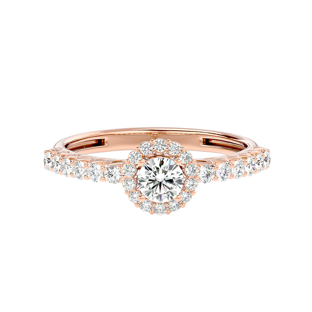 Classic Halo Pave Diamond Ring