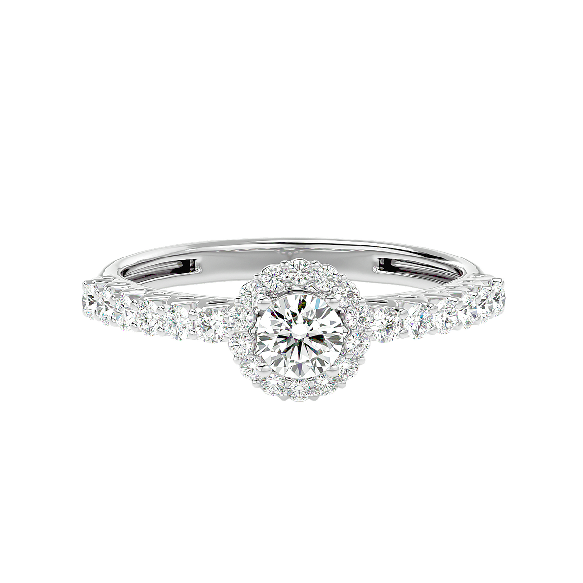 Classic Halo Pave Diamond Ring