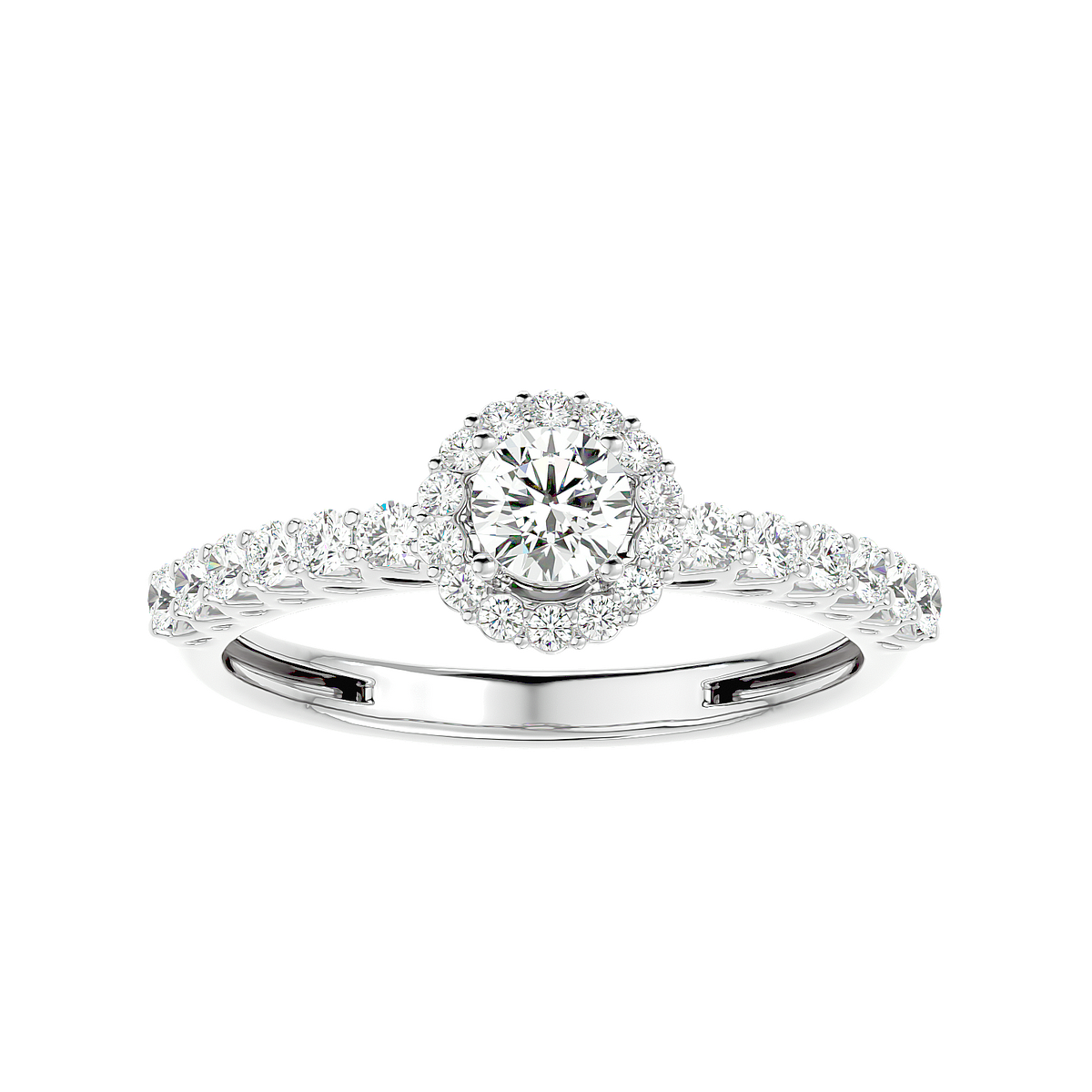 Classic Halo Pave Diamond Ring